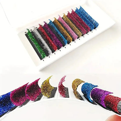 Fashion Glitter Lash Extensions – Colorful Shine, Mix Colors & Russian Volume