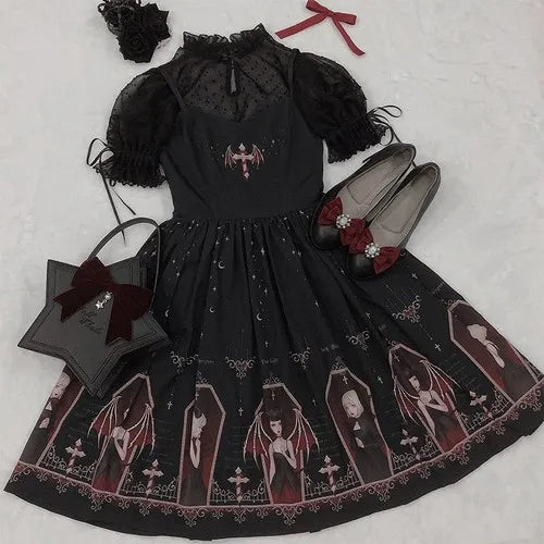 Dark Gothic Devil Print Lolita Dress