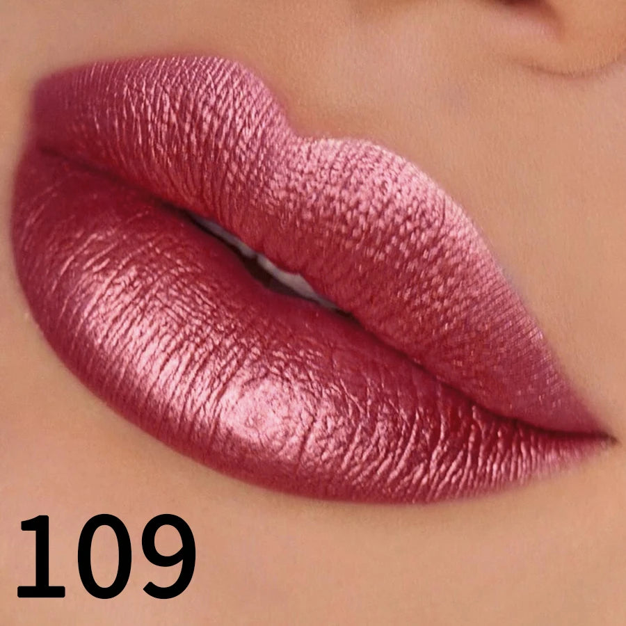 19-Color Glitter Lipstick Collection – Hydrating, Sparkling Metallic Lip Tints