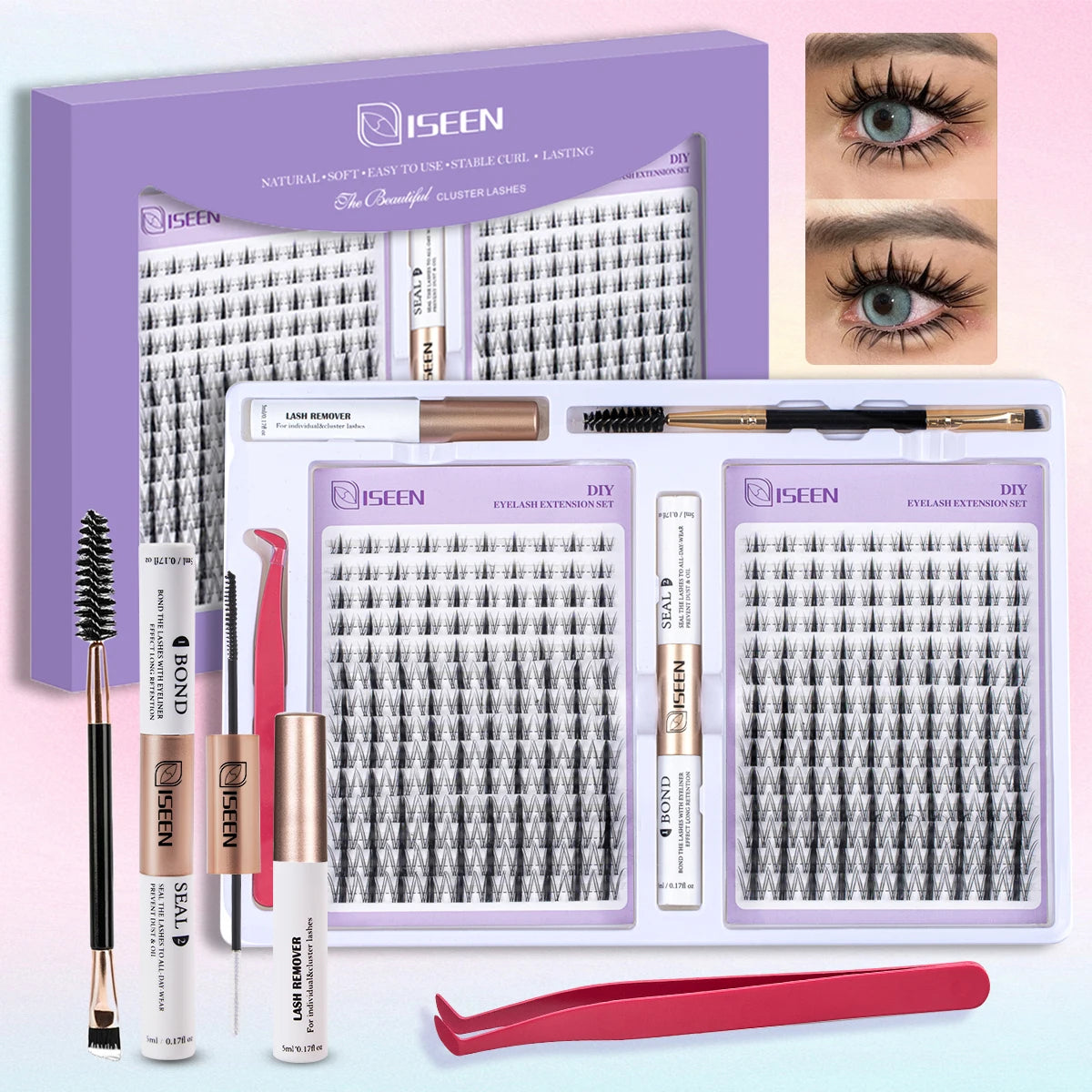 DIY Eyelash Extension Kit – Complete Cluster Lash Set with Bond, Seal & Tools