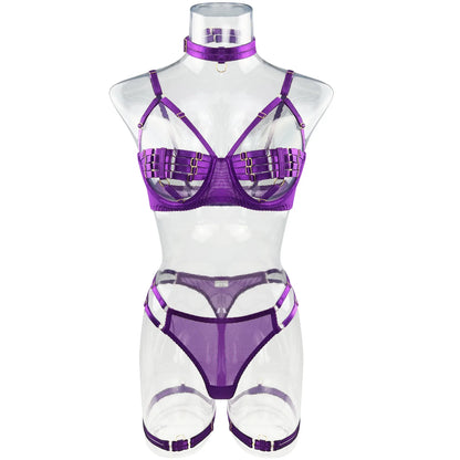 5-Piece Hollow Lingerie Set – Sensual Open Bra & Brief Outfit