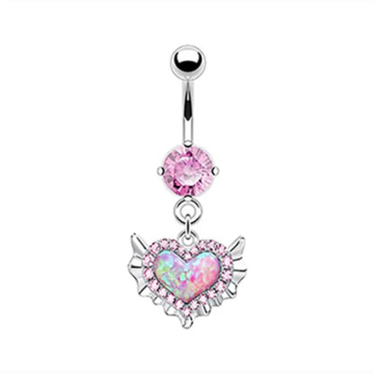 Heart-Shaped Navel Ring – 14G Water Drop Belly Button Piercing Jewelry