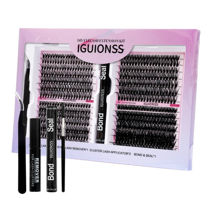 Mixed Cluster Lash Extension Kit – 30D + 40D | 60P + 80P | Glue, Remover, Sealant, Tweezers & Brushes