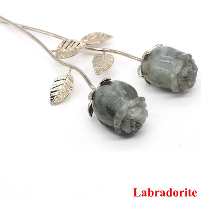 Crystal Carved Rose Flower – Natural Gemstone Decoration & Healing Gift