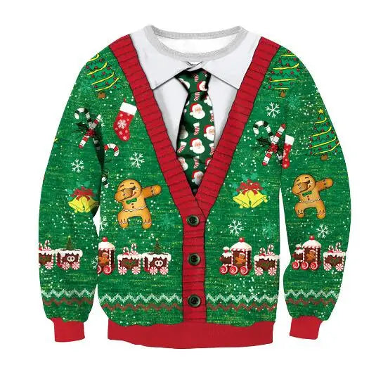 3D Funny Christmas Sweater – Green Holiday Jumper for Party & Festive Wear
