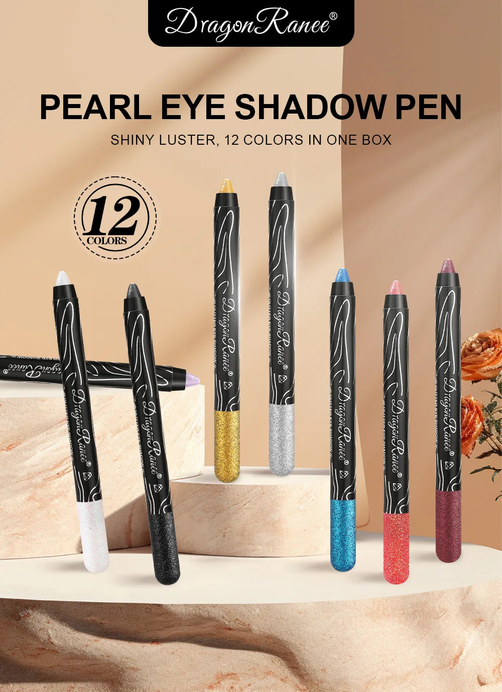 Glitter Eyeshadow & Eyeliner Pencil Set (12 Colors)