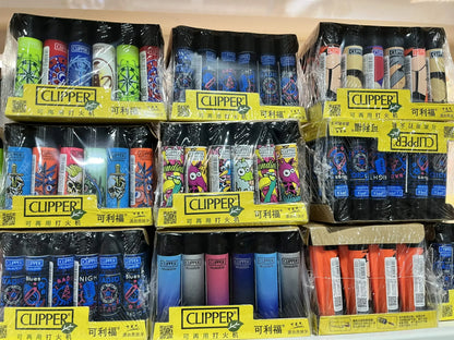 24-Piece Clipper-Style Butane Lighter Set – Refillable with Pattern Designs