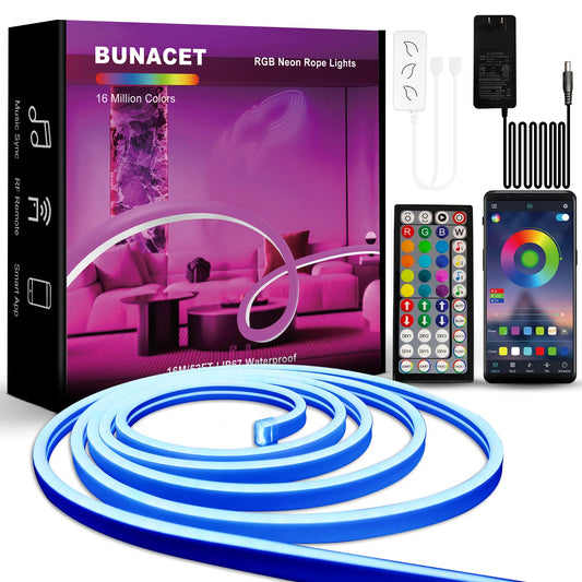 Smart App LED Strip Lights – SMD 5050 RGBIC Flexible Neon Tape with Remote Control