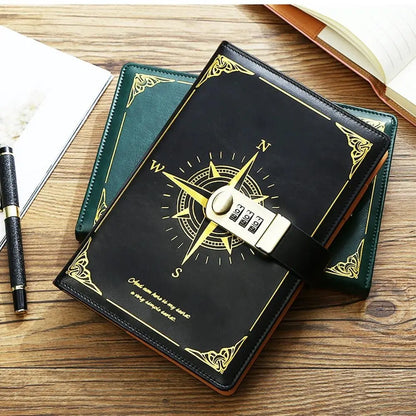 A5 Retro Password Lock Notebook – 200 Sheets Creative Thickened Diary & Stationery
