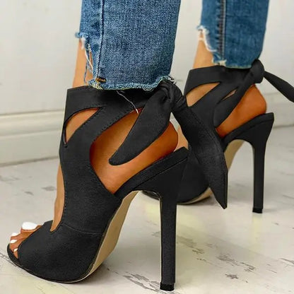 Lace-Up Peep Toe Ankle Strap High Heels