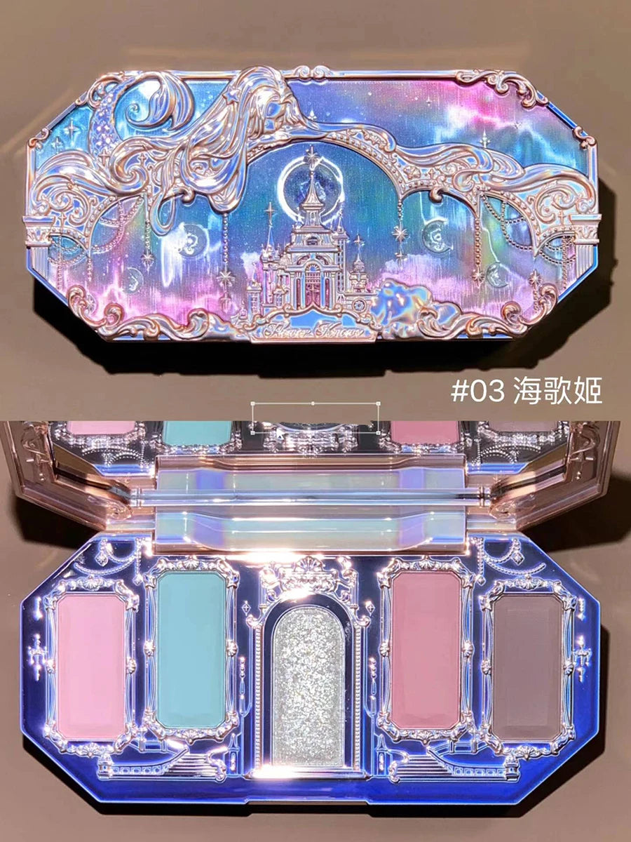 Moonlight Mermaid Eyeshadow Palette – 5-Color Matte & Shimmer Chameleon Finish