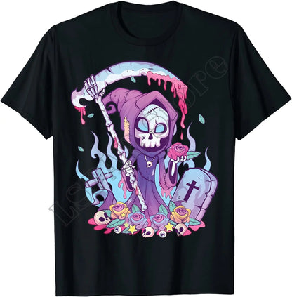 Pastel Goth Grim Reaper T-Shirt – Kawaii Occult Streetwear Tee