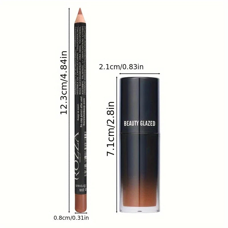2pcs/Set Smooth Lip Liner+Lip Oil Set Lip CoSmooth Lip Liner + Lip Oil Duo Set – Long-Lasting, Moisturizing, and Plumpingmbo Waterproof Lip Liner  Makeup, Long-Lasting Moisturizing Lip Makeup Lip Plump