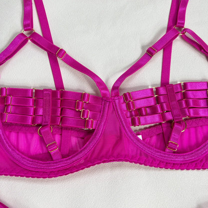5-Piece Hollow Lingerie Set – Sensual Open Bra & Brief Outfit