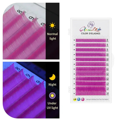 UV Blue & Orange Lash Extensions – Glow Reactive Individual False Lashes for Creative Makeup Looks