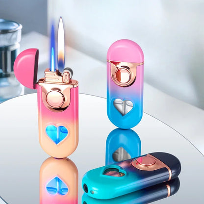 Double Flame LED Butane Metal Lighter