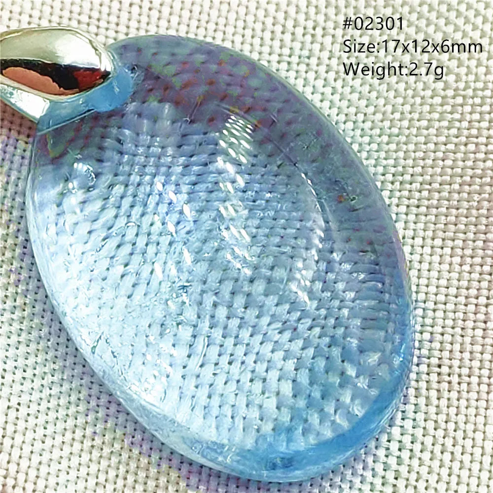 Natural Blue Topaz Quartz Pendant Necklace – Oval Healing Stone Jewelry