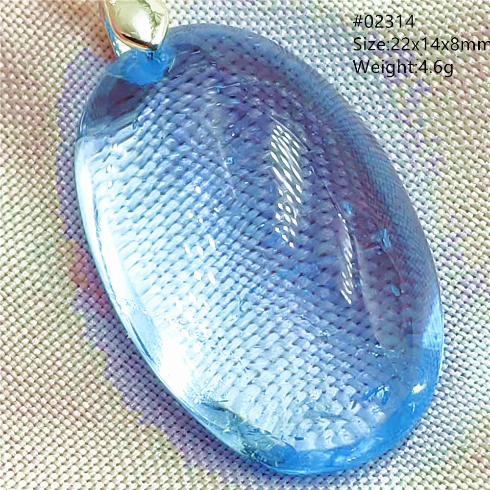 Natural Blue Topaz Quartz Pendant Necklace – Oval Healing Stone Jewelry