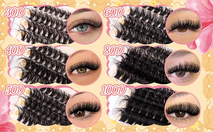 Individual 20–100D Cluster Lashes – 280pcs Mixed Tray Volume Extensions