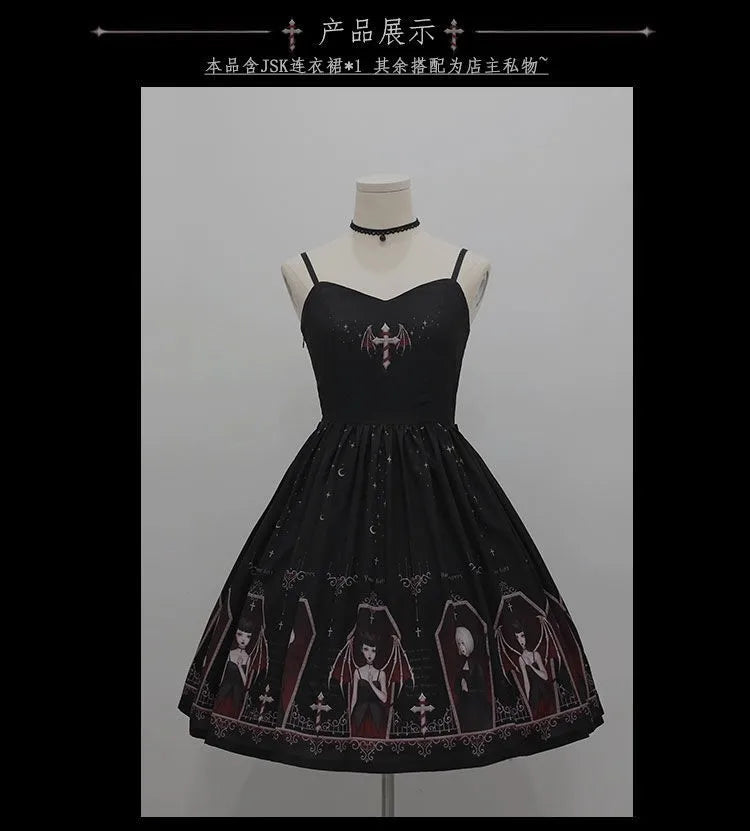 Dark Gothic Devil Print Lolita Dress