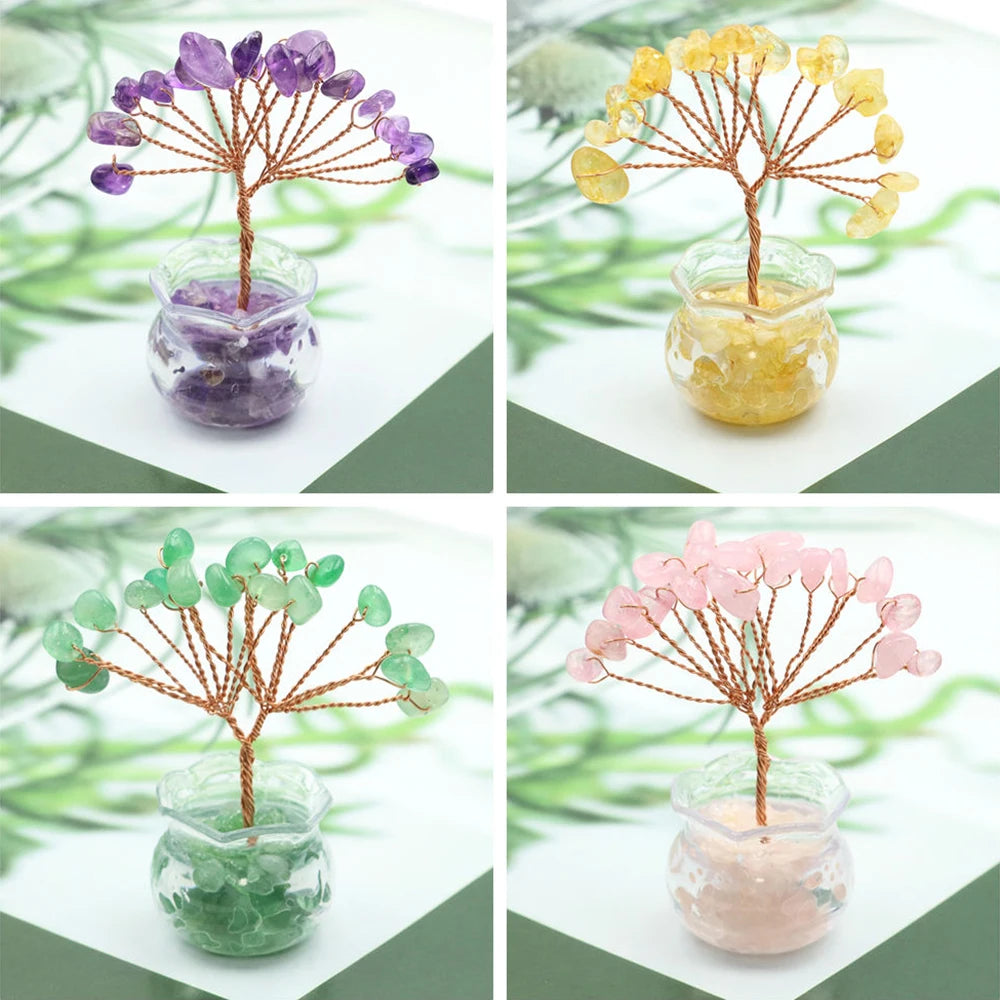Mini Crystal Money Tree – Natural Gemstone Wire-Wrapped Decoration