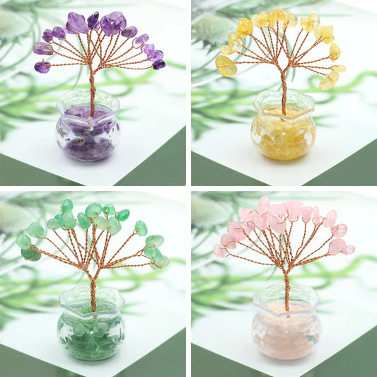 Mini Crystal Money Tree – Natural Gemstone Wire-Wrapped Decoration