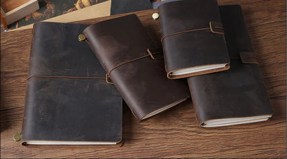 Genuine Leather Refillable Travel Journal – Handmade Retro Diary & Sketchbook