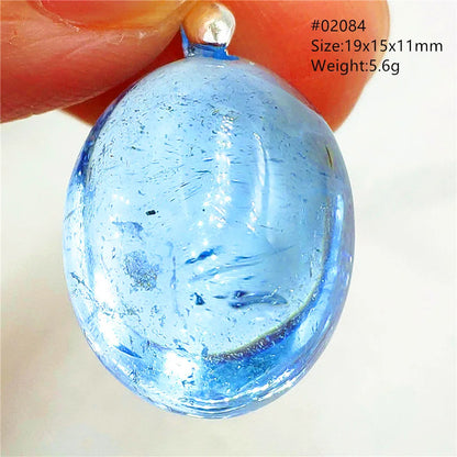 Natural Blue Topaz Quartz Pendant Necklace – Oval Healing Stone Jewelry