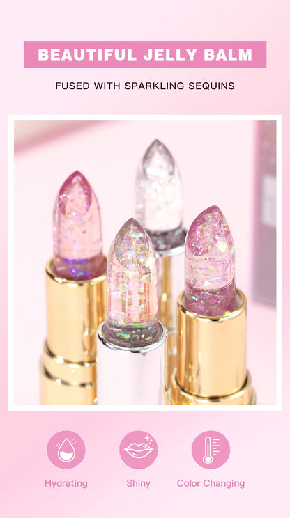 Glitter Crystal Jelly Lipstick – Color-Changing Moisturizing Lip Tint Balm