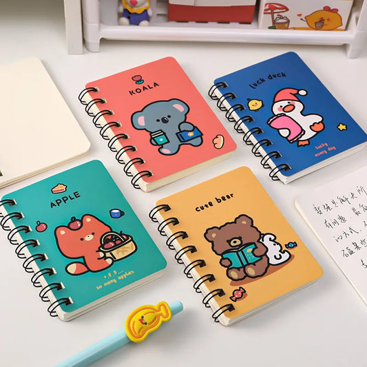 Kawaii Cartoon Animals Mini Spiral Notebook – A7 Planner & School Supplies