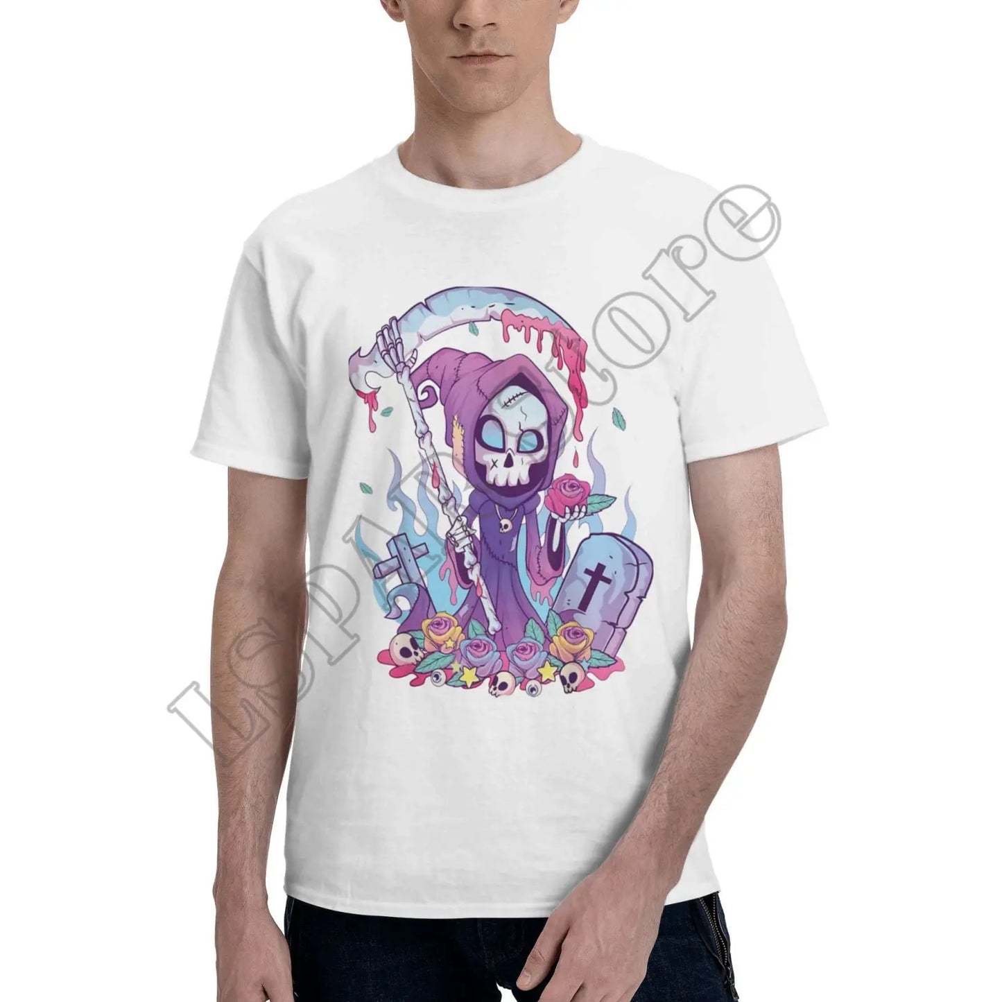 Pastel Goth Grim Reaper T-Shirt – Kawaii Occult Streetwear Tee