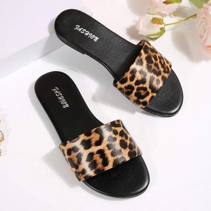 Leopard Print Flat Sandals