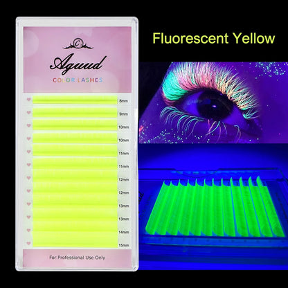Glow-in-the-Dark Neon UV Lash Extensions – Fluorescent Color Faux Mink DD Curl