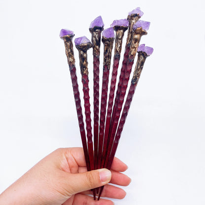 19cm Amethyst Crystal Wand – Natural Stone Witchcraft Scepter for Reiki Healing & Décor
