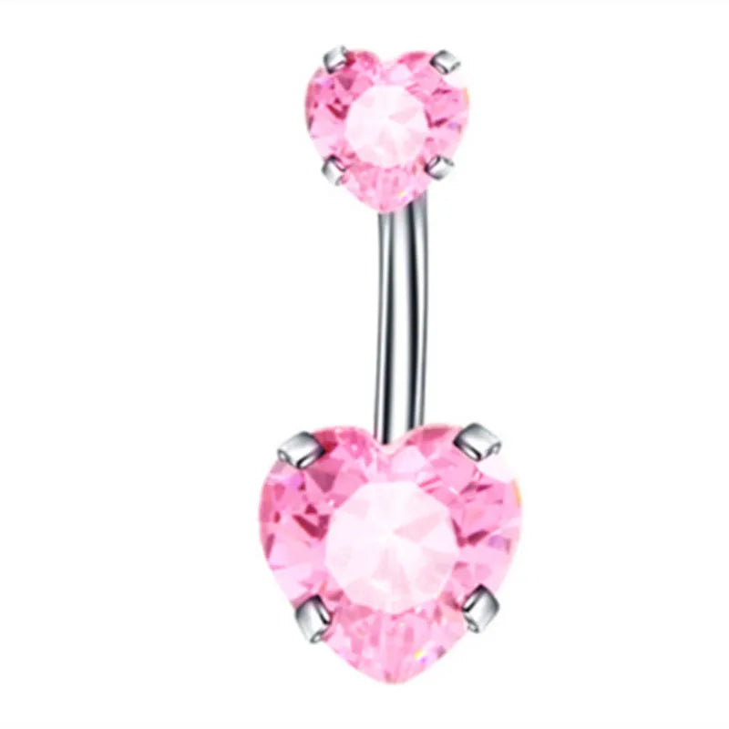 Heart-Shaped Navel Ring – 14G Water Drop Belly Button Piercing Jewelry
