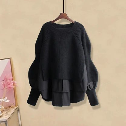 Korean Fashion Two-Piece Set – Fake Layered Shirt Top & Slim Fit Jeans