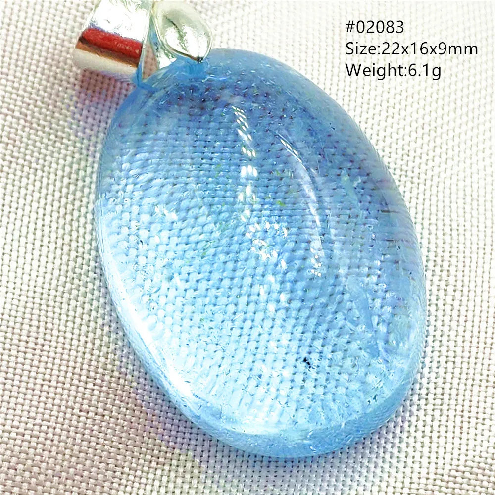 Natural Blue Topaz Quartz Pendant Necklace – Oval Healing Stone Jewelry