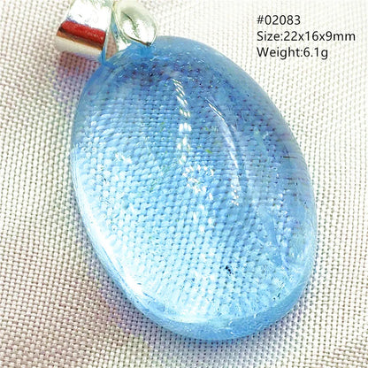 Natural Blue Topaz Quartz Pendant Necklace – Oval Healing Stone Jewelry