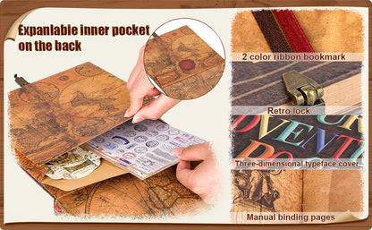 Our Adventure Book – 146-Page Retro Travel Diary & DIY Photo Album Scrapbook