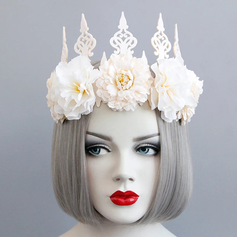 Vintage Gothic Rose Crown – Black Witch Headband Tiara