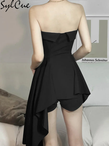 Black Strapless Mini Dress – Elegant Slim Party Tube Dress