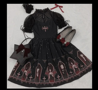 Dark Gothic Devil Print Lolita Dress