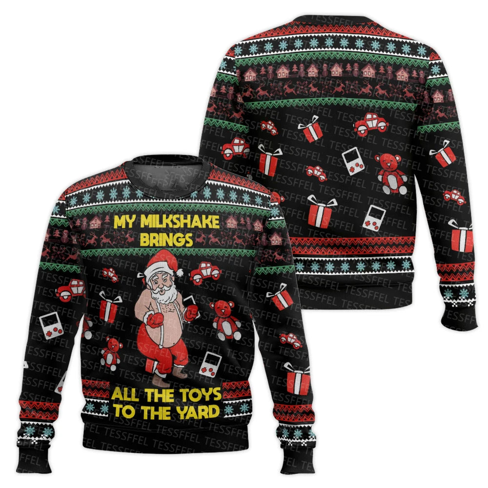 3D Christmas Cosplay Ugly Sweater – Santa, Jesus & Anime Print Holiday Pullover