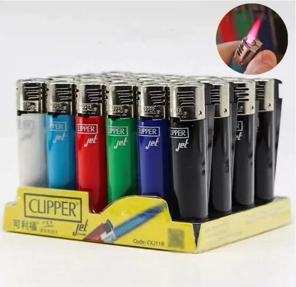 Metal Clipper-Style Butane Lighter – Sand Wheel Igniter (12-Pack)