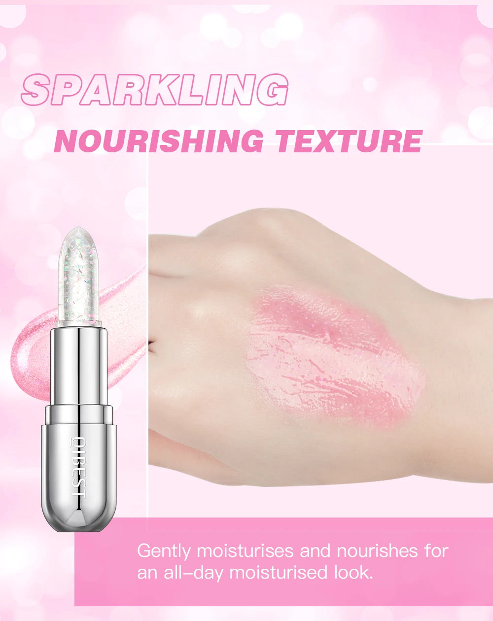 Glitter Crystal Jelly Lipstick – Color-Changing Moisturizing Lip Tint Balm