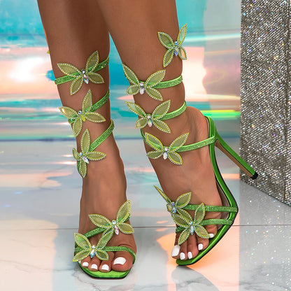 Butterfly Ankle Strap High Heel Sandals