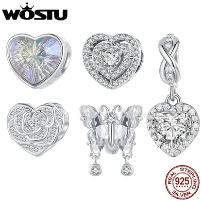 925 Sterling Silver Rainbow Heart Charm – Shine with Every Sparkle