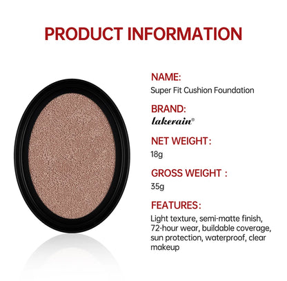 Cushion Refill Foundation – Waterproof, Semi-Matte & Long-Lasting (72H Wear)