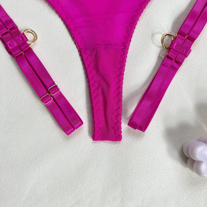 5-Piece Hollow Lingerie Set – Sensual Open Bra & Brief Outfit