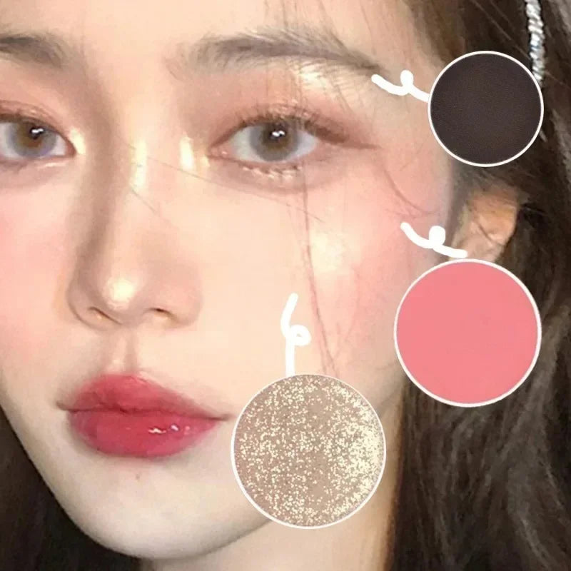 3-in-1 Bronzer, Blush & Highlighter Palette – Shimmer & Matte Glow
